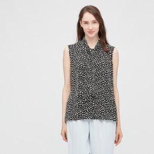 Uniqlo Polka Dot Bow Tie Blouse